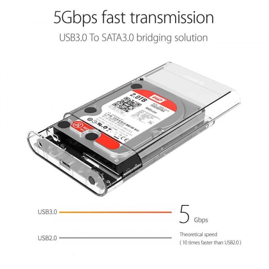 Orico 3139U3 3.5 SATA HDD Transparent Enclosure Usb 3.0