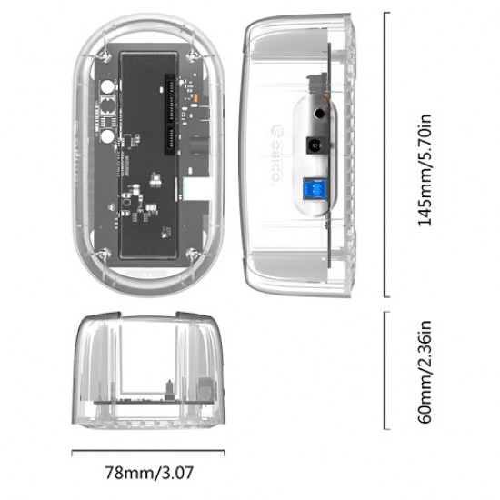 ORICO 6139U3 USB 3.0 Transparent Single Bay Hard Drive Dock