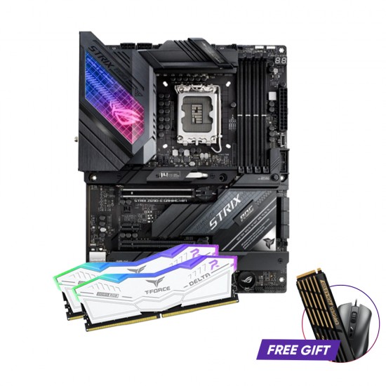 ASUS ROG STRIX Z690-E GAMING WIFI Motherboard and TEAM DELTA 32GB (16GBx2) 6400MHz DDR5 RGB Gaming RAM Bundle