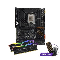 ASUS TUF Gaming Z690-Plus WIFI Motherboard and TEAM DELTA 32GB (16GBx2) 6400MHz DDR5 RGB Gaming RAM Bundle