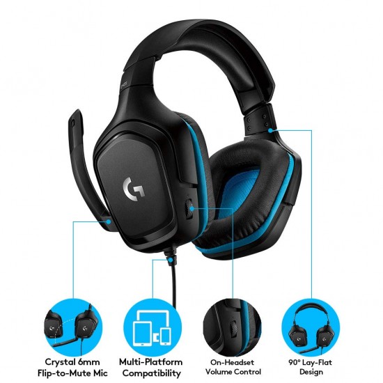 Logitech G431 7.1 Surround Sound Gaming Headphone Black