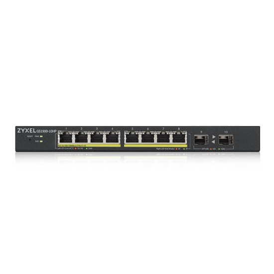 Zyxel GS1900-10HP 8-port GbE Smart Managed PoE Switch with GbE Uplink