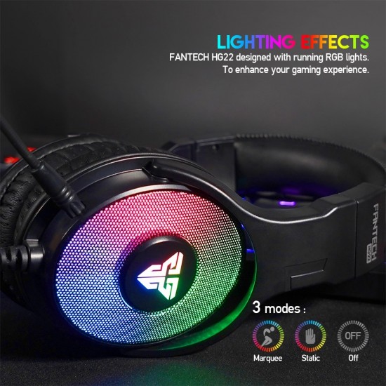 Fantech HG22 Fusion 7.1 USB RGB Gaming Headphone Black