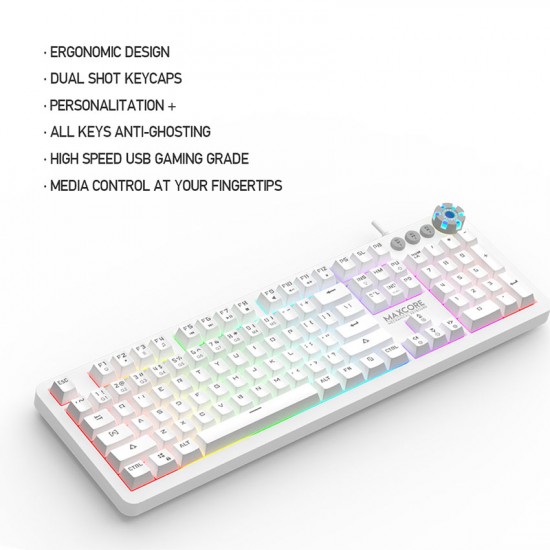 Fantech MK852 Max Core Space Edition Mechanical USB Gaming Keyboard White ( With 2 Port USB Hub)