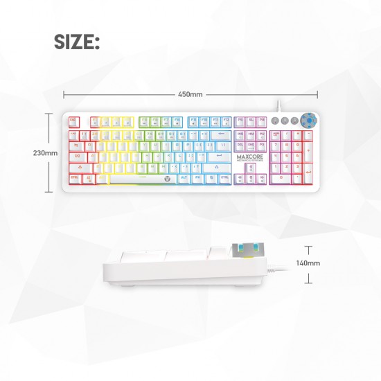 Fantech MK852 Max Core Space Edition Mechanical USB Gaming Keyboard White ( With 2 Port USB Hub)