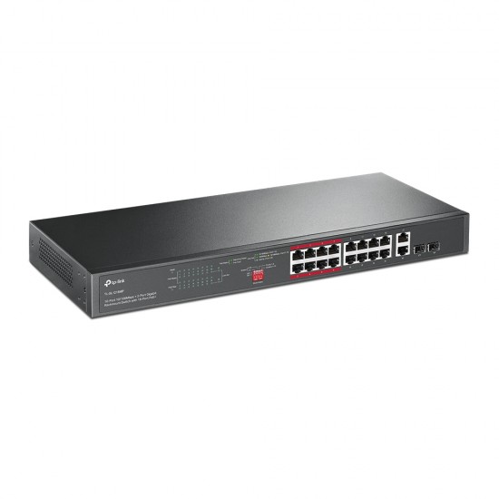 TP-Link TL-SL1218MP 16-Port 10/100 Mbps + 2-Port Gigabit Rackmount Switch with 16-Port PoE+